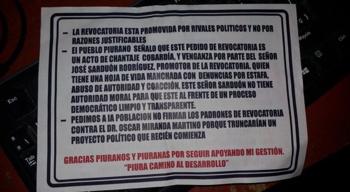 volante en contra de revocatoria