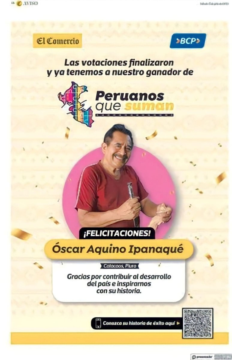 Escultor Óscar Aquino gana concurso "Peruanos que suman".