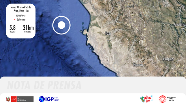 Pisco reporta hasta cinco sismos en las últimas 12 horas.