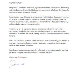 Comunicado de Ricardo Pereira