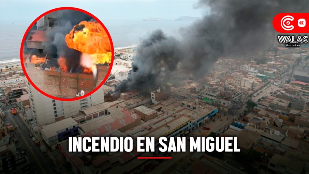 Incendio en San Miguel: fuego consumió almacen de productos químicos