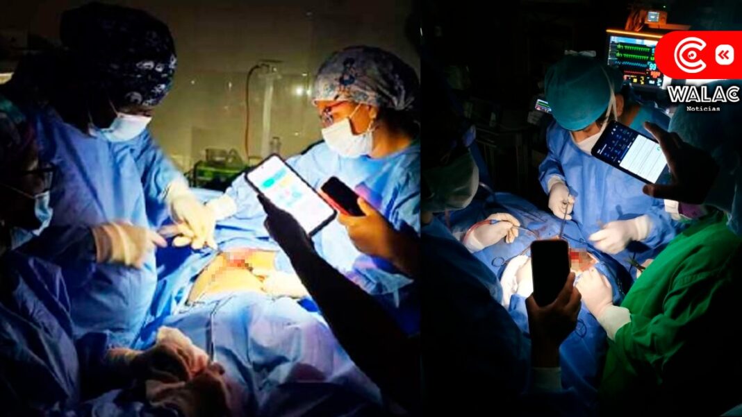 Personal médico operan con linternas de celulares tras corte de luz