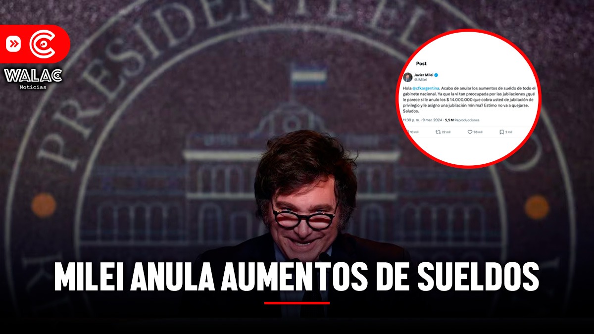 El presidente argentino, Javier Milei, anula aumento salarial para el personal jerárquico del Poder Ejecutivo