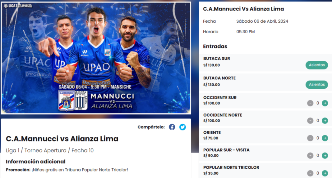 Joinnus Entradas Carlos Mannucci Vs Alianza Lima 2024 Precios