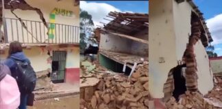 Huarmaca: colegio secundario colapsa ante constantes lluvias. Foto: Facebook.