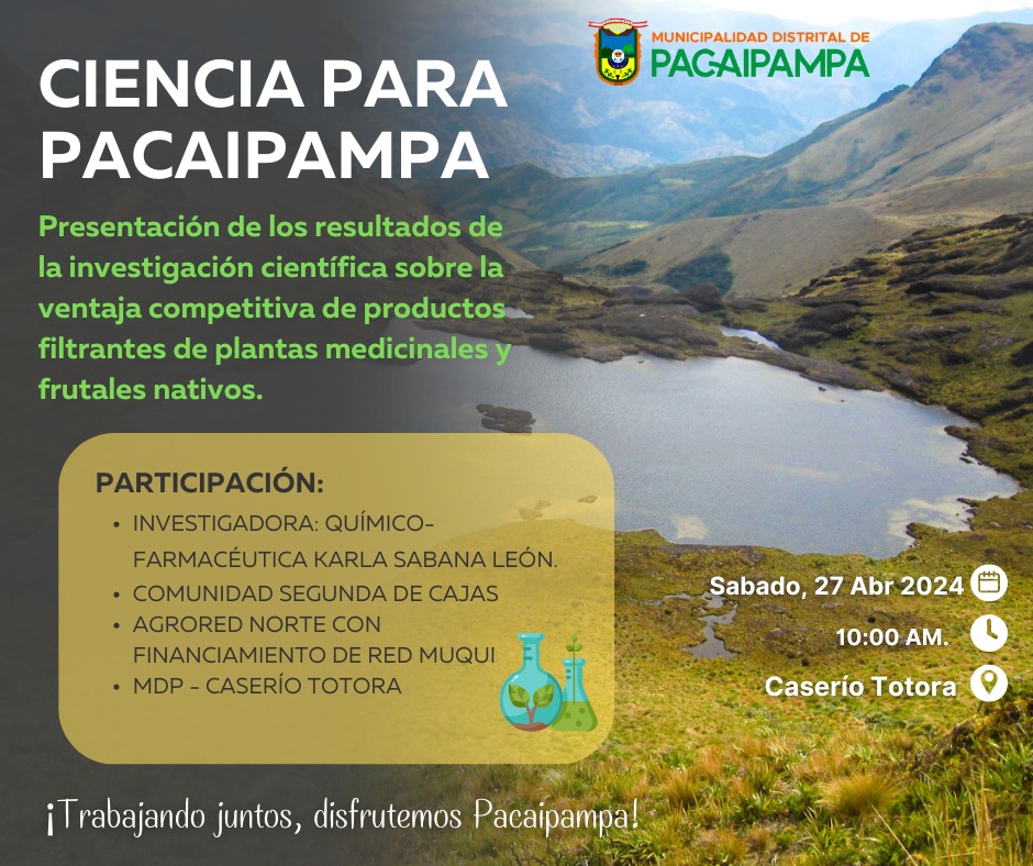 Pacaipampa: presentan investigación sobre proyectos alternativos para el desarrollo de los páramos.