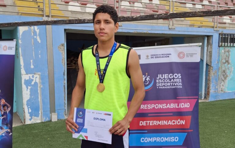 Estudiante de Chulucanas se corona campeón de atletismo en los Juegos Escolares 2024, etapa macrorregional