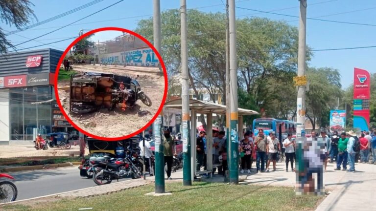 Piura: ciudadanos maniatan a presunto ladrón e intentan quemar su mototaxi en plena Av. Grau