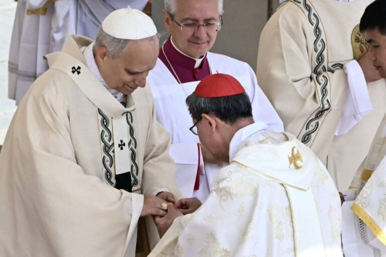 El papa León XIV recibe el palio y el Anillo del Pescador en su misa de inicio