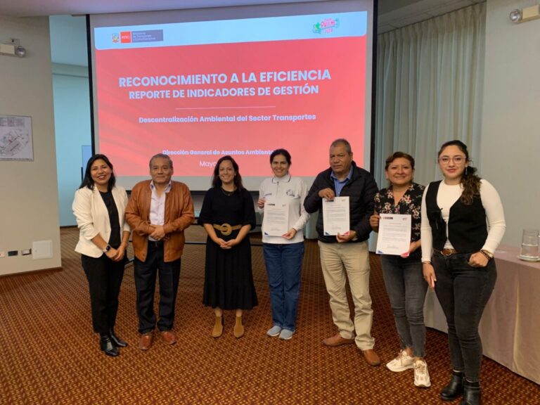 MTC reconoce al GORE por eficiente evaluación ambiental en proyectos del sector transporte