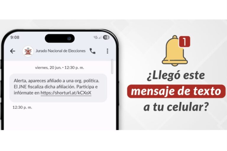 JNE enviará alertas por SMS a ciudadanos afiliados en fiscalización política