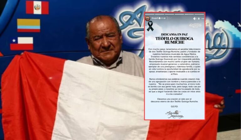 Grupo 5 lamenta la muerte de Teófilo Quiroga, fundador de Agua Marina