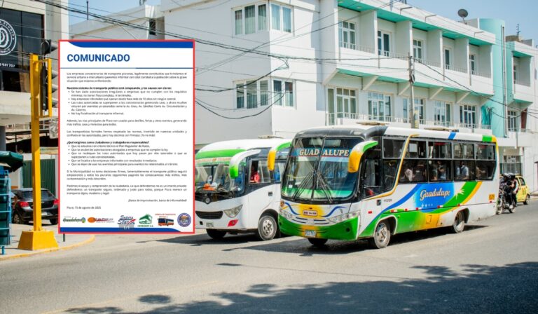 Transportistas de Piura anuncian paro contra la informalidad y saturación de rutas