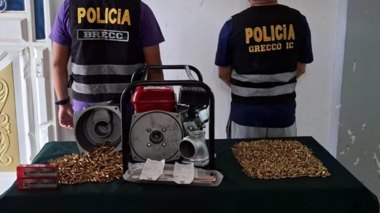 Incautan casi 3,000 municiones camufladas en motobomba