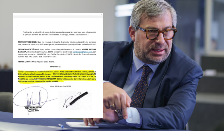 La acción legal fue formalizada por la Procuraduría del Jurado Nacional de Elecciones ante la Fiscalía de Lima y quedó en manos del Quinto Despacho Fiscal.