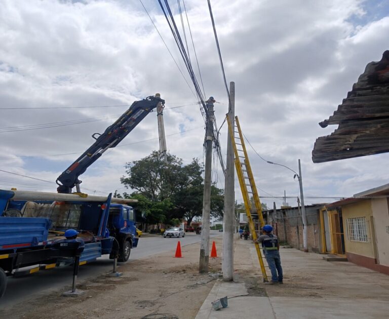 Catacaos: Enosa avanza con renovación de postes eléctricos en seis caseríos rurales La empresa eléctrica informó que los trabajos se encuentran en su etapa final y permitirán mejorar la seguridad y continuidad del servicio para familias de seis localidades rurales.