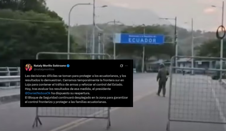 Ecuador reabre paso fronterizo entre Loja y Perú tras más de seis meses de cierre El anuncio lo realizó la ministra de Gobierno, Nataly Morillo Solórzano, a través de su cuenta en X, la tarde de este martes 7 de julio.